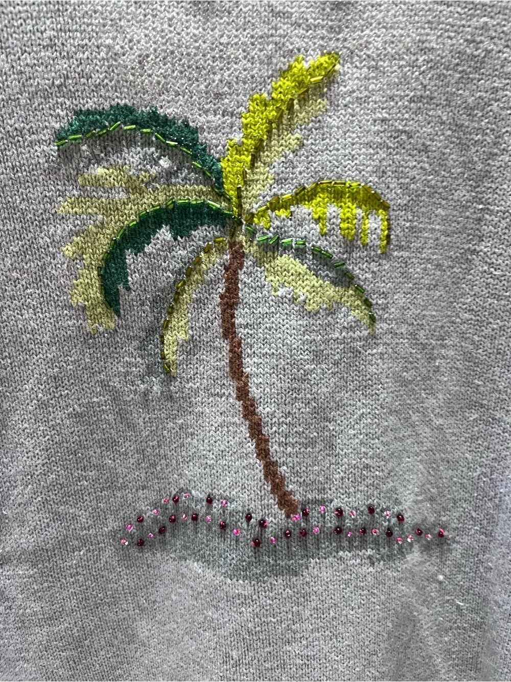 VTG/Y2K/90s Storybook Knits For HSN Beaded | SZ 1X | Rare!! Theme:Vacation Spa🌴 - Picture 4 of 16